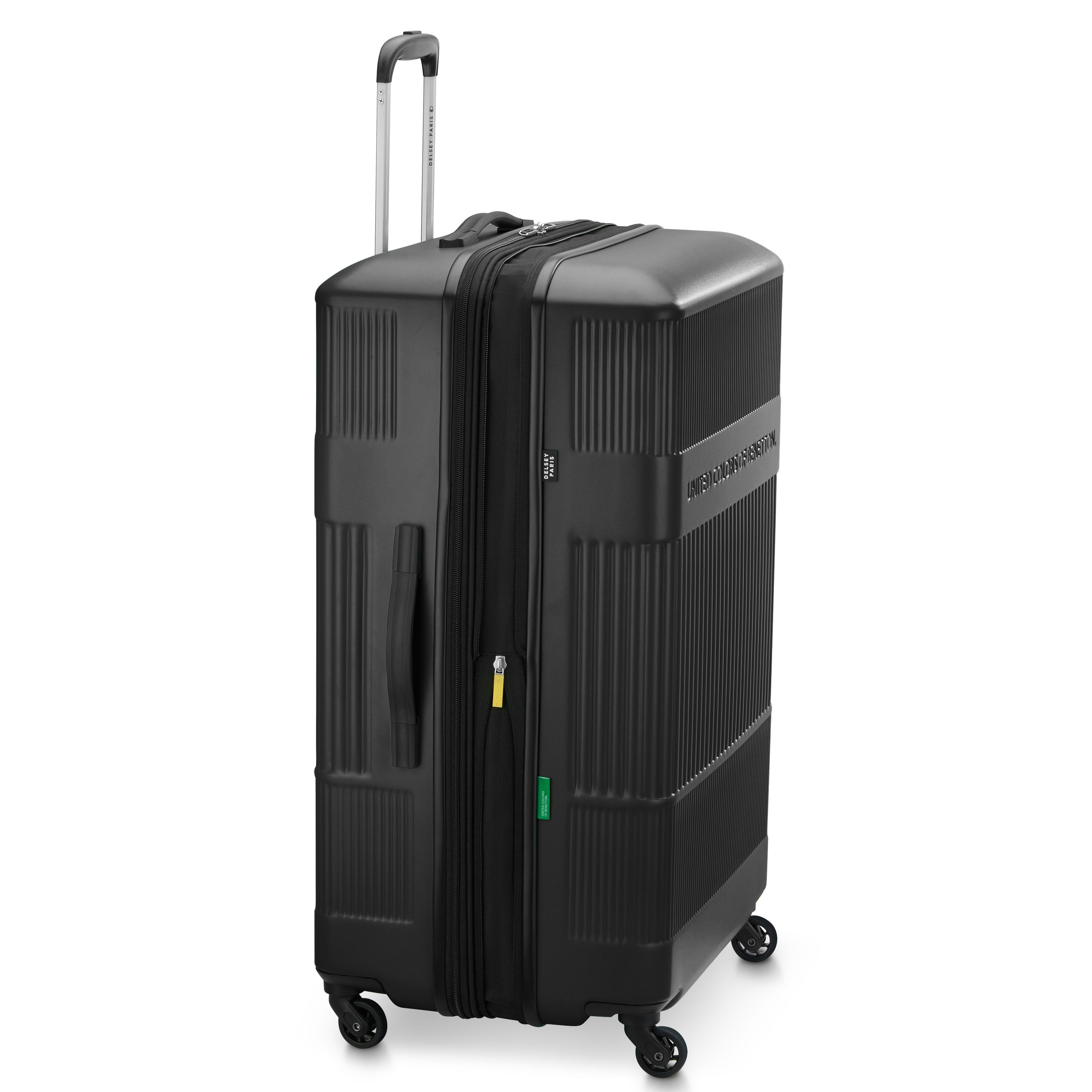 United Colors of Benetton x Delsey Paris, Ribbed Hardside 29" Expandable Checked Spinner Luggage, Black