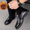 thumbnail image 3 of Zapatos de cuero para hombre, zapatos casuales negros puros, zapatos sin cordones, zapatos de conducción antideslizantes de suela blanda para papá, 3 of 5