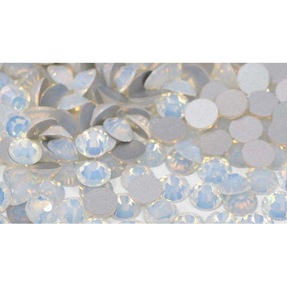 2058 14 Cut White Opal Glass Crystal Flat Back Non Hotfix Rhinestones SS30 2 Gross (288 pieces)