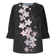 thumbnail image 5 of Jsaierl Tops for Women 3/4 Sleeve Casual Crew Neck Shirts Ruffle Trim Fashion Print Ladies Blouses Classic Vacation Tunic Top S-2XL, 5 of 6