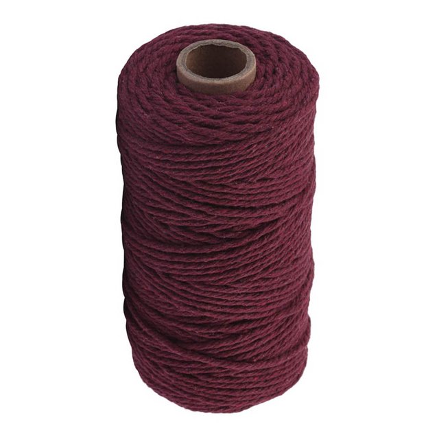 Cuerda de algodón hecha a mano, 3 mm de diámetro, cuerda de manualidades tejida de un solo color, 100 m, rojo vino 1 Rollo sidaley HA5320-07B