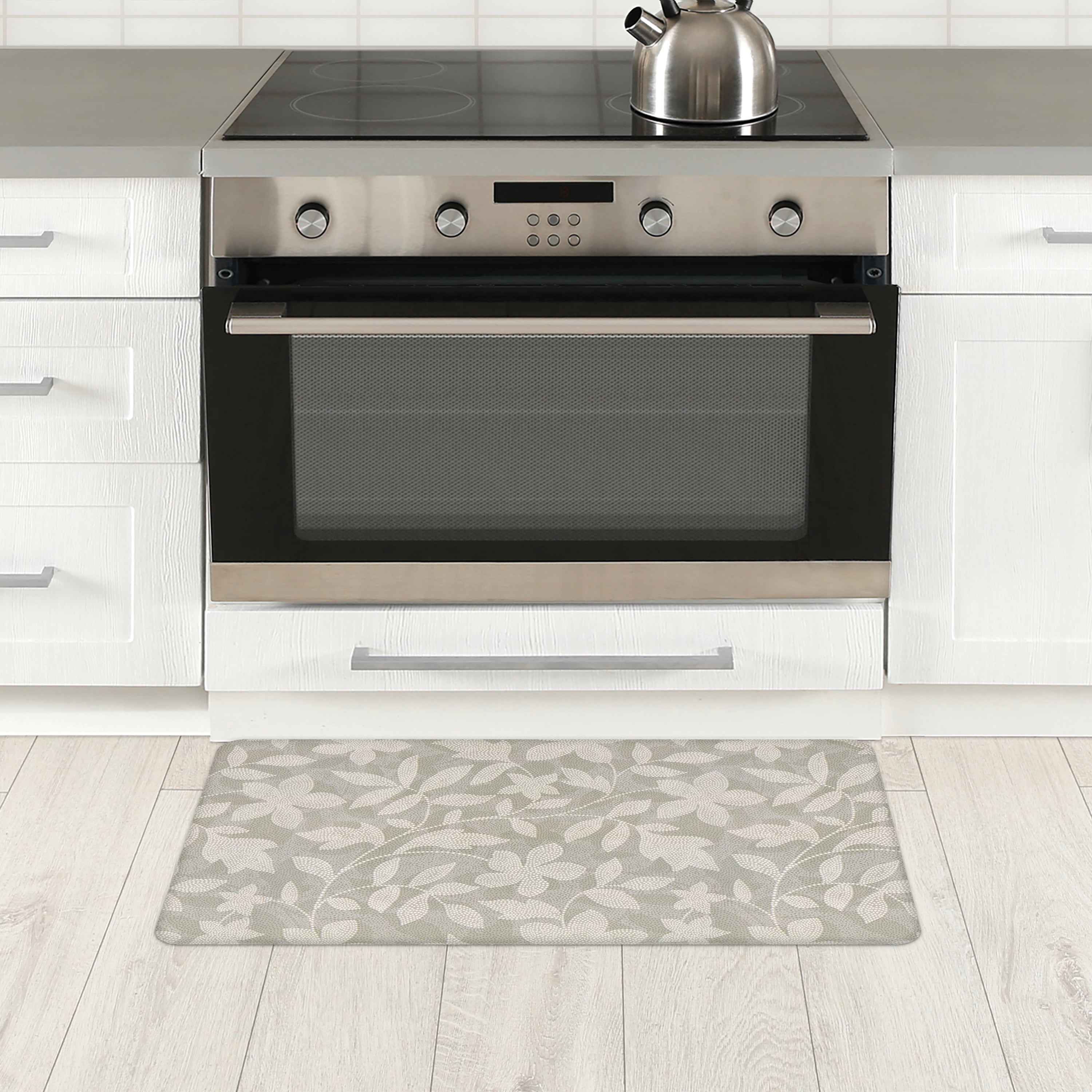 Mainstays Cushion Comfort Dots Botanical Washed Stone 18" x 30" Anti-Fatigue Kitchen Mat