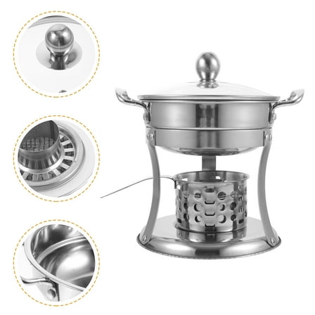 LULULION Practical Stainless Steel Hot Pot with Stove for Kitchen Use