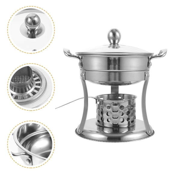 LULULION Practical Stainless Steel Hot Pot with Stove for Kitchen Use