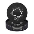 thumbnail image 1 of LNWH Coasters, Poker Spades Aces Leather Round Coasters Set of 6 for Kitchen Dining Room Living Room Bar - Tabletop Waterproof and Anti-scald, 1 of 8