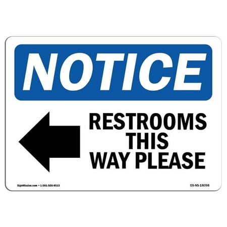 SignMission OS-NS-D-35-L-18098 OSHA Notice Sign - Restrooms This Way ...