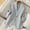Gray, variant on Women's 3/4 Sleeve Linen Blazer 2025 Summer Lightweight Fully-Lined Lapel Button Casual Work Jacket Pockets