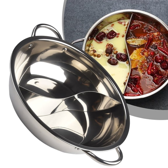 YCCMML Twin Divided Hot Pot 28cm Stainless Steel Cookware for Multi-Flavor Meals