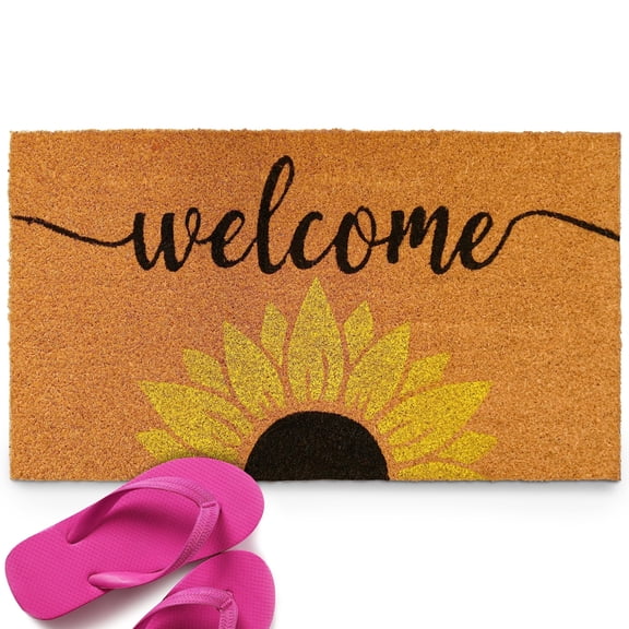 Welcome Sunflowers Doormat 30x17 Inch Welcome Mat Outdoor Coir Door Mat