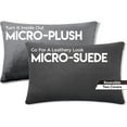 thumbnail image 3 of 12" x 20" Cover Only Throw Pillowcase Reversible - Iron Grey: 2 PCS / 4 Sided. Luxurious, Microsuede/Microplush Fabric - Softest / High Thread Count - Washable - Outstanding Beauty & Comfy, 3 of 9