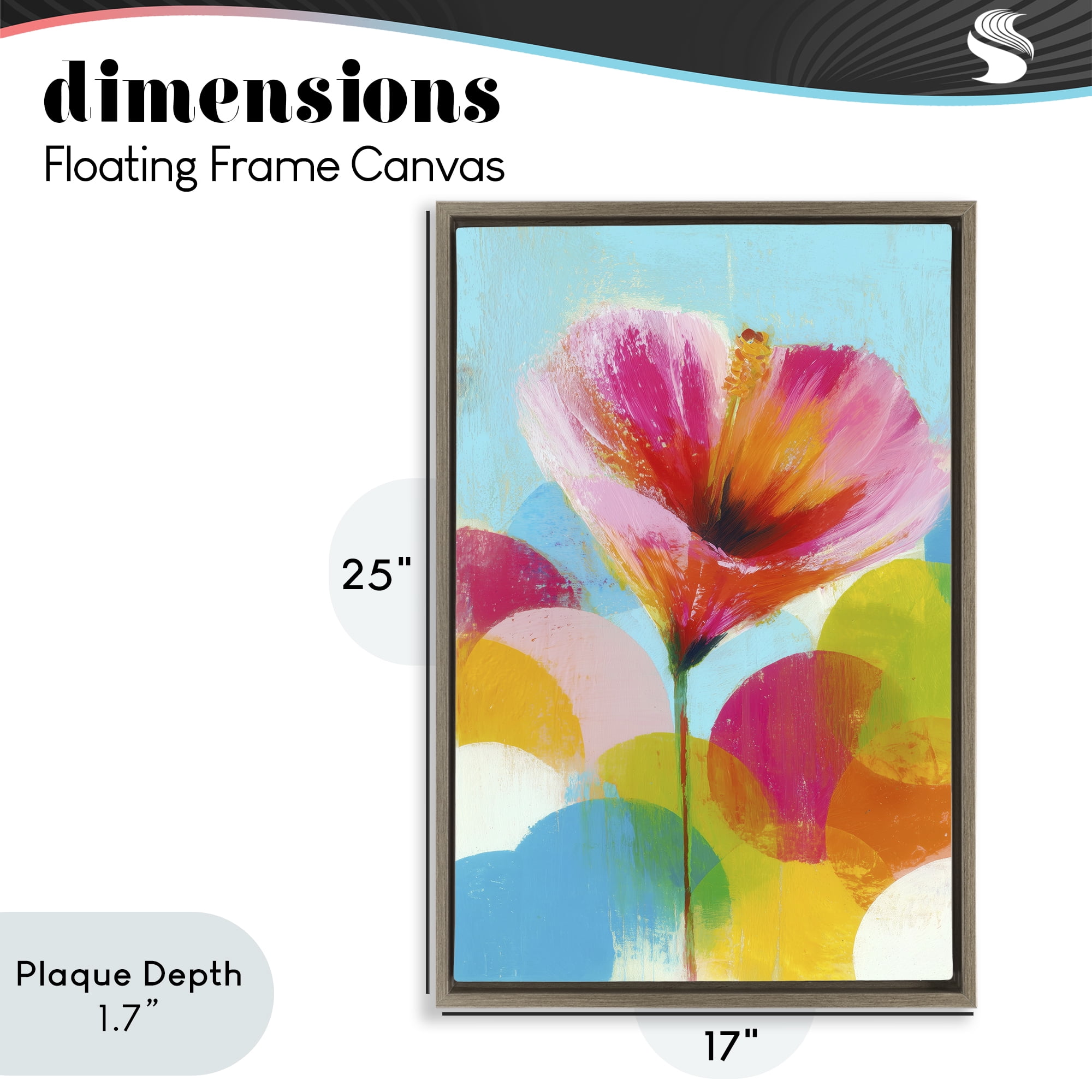 Stupell Industries Hibiscus In The Sun Brown Framed Floater Canvas Wall Art, design by Chromatic Storm Studio