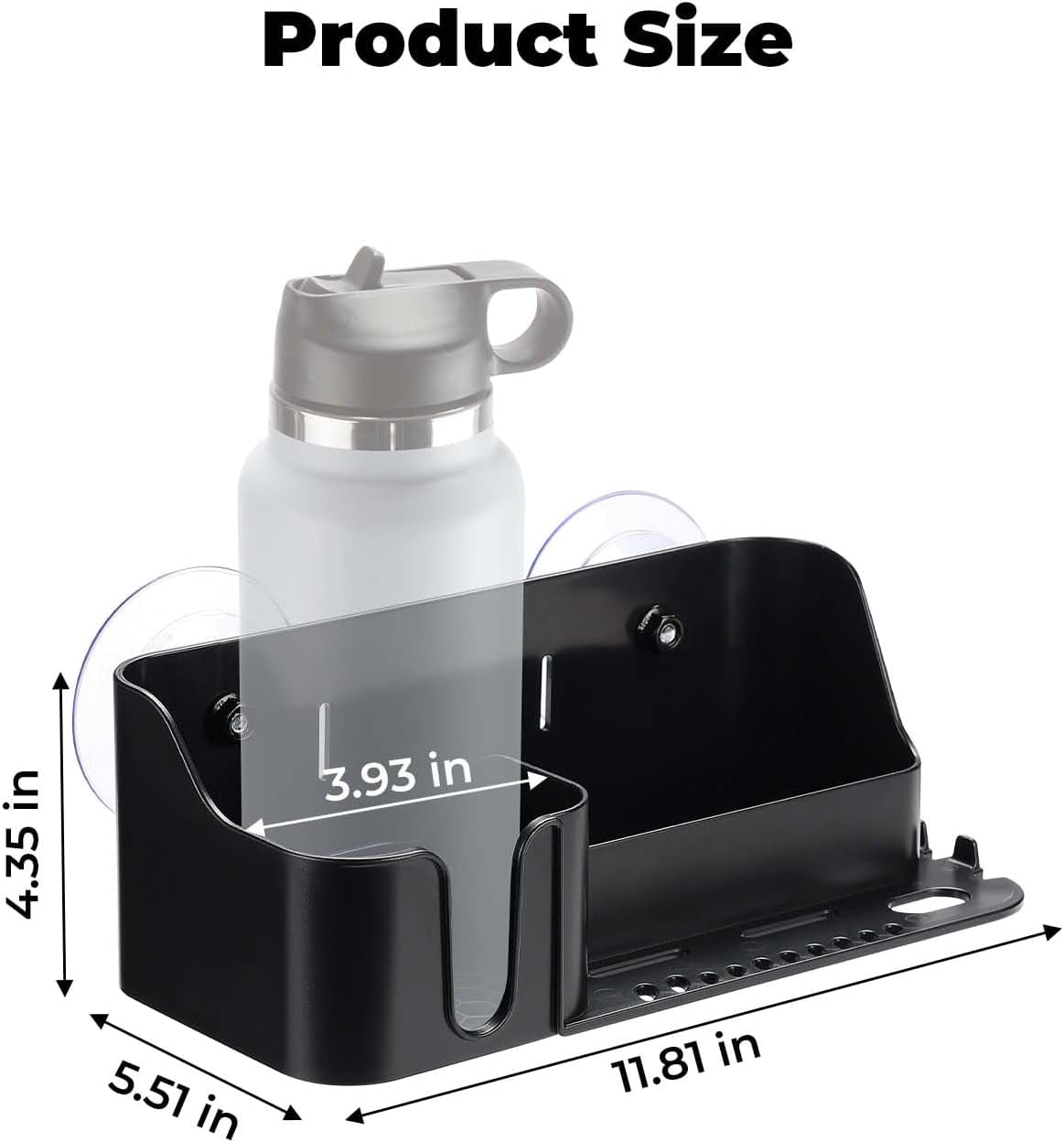 KEMIMOTO Boat Caddy Organizer, Boat Cup Holder Installed with Screws/Suction Cups On Any Flat Surface, Boat Storage Organizer, Cockpit Storage Box for Bass Boat Kayak Pontoon Jon Boat