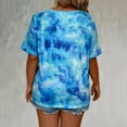 thumbnail image 5 of QUNYINEY Short Sleeve Shirts for Women Trendy Plus Size Casual Tie Dye Tops Loose V Neck Pullover Drawstring Graphic Tees, 5 of 5