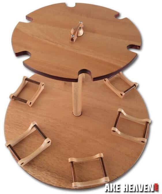 Round Wood Guitars Display Stand - Holds 6 Miniature Guitars 10 Inch Base