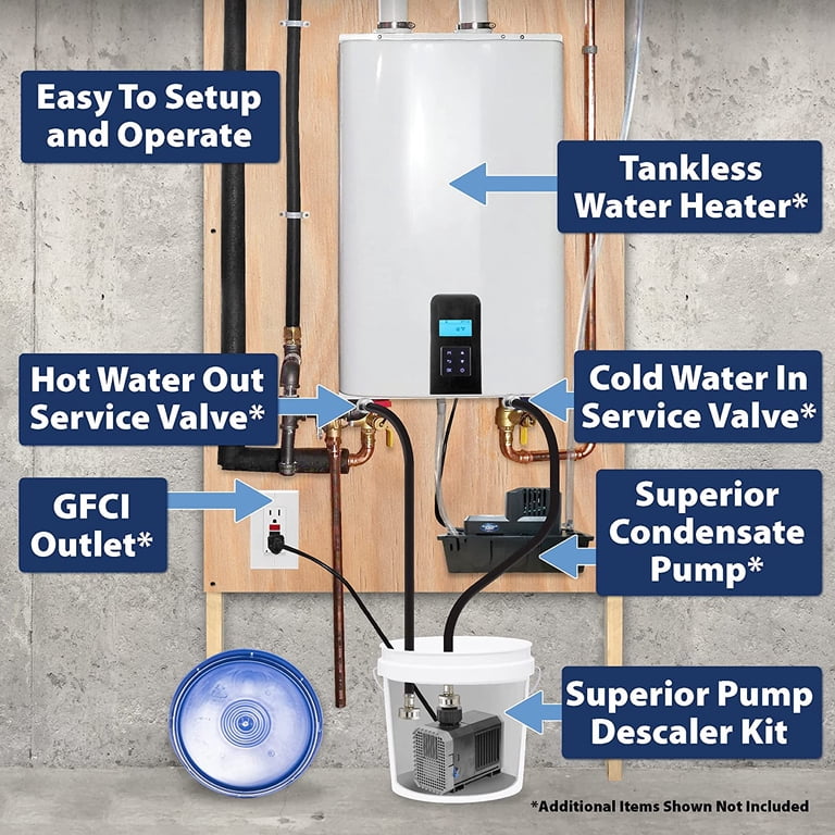 Superior Pump 91658 Tankless Water Heater Pump Kit with Non-Toxic Descaler  Solution, 2 Gallon, White - Walmart.com