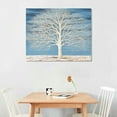 thumbnail image 2 of COMIO  Modern Tree Canvas Wall Art Teal Blue and White Pictures Large Abstract Decor Framed Landscape Painting Artwork with Texture and Gold, 2 of 4