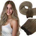 thumbnail image 1 of Extensiones De Cabello Easyouth Para Coser, Cabello Humano Real, Extensiones De Cabello Balayage Para Coser En Marrón Castaño Que Se Desvanece A Rubio Platino, Mezcla De Trama Marrón, Extensión De Cab, 1 of 1