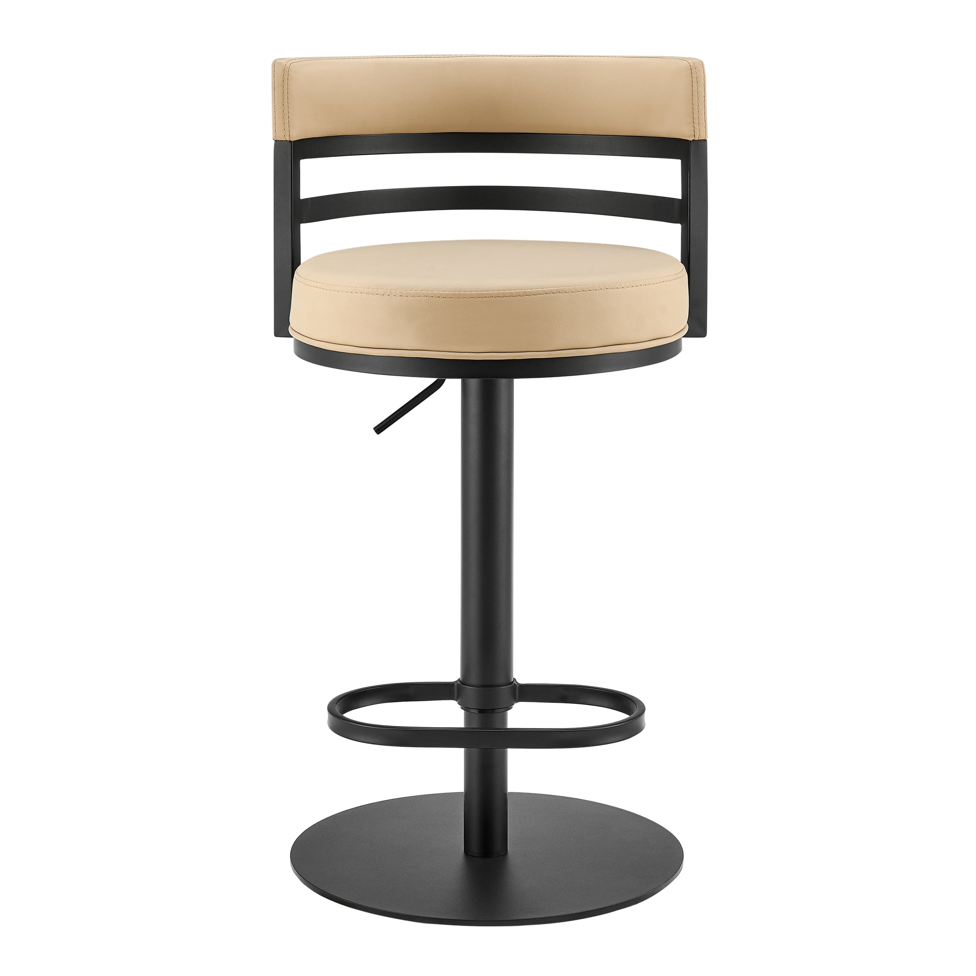 Judi Modern Industrial Swivel Metal Adjustable Height Barstool With Faux Leather Seat