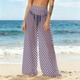 thumbnail image 2 of dazeni Women's Beach Cover Up Pants Sun Protection Wide Leg Loose Swim Bathing Suit Lightweight Coverups Palazzo Pants Summer Vaction Boho Clothes Purple Large, 2 of 7