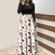thumbnail image 2 of Vestido largo de manga larga con cuello redondo y estampado floral para mujer Pompotops  hdfakjf4072, 2 of 5