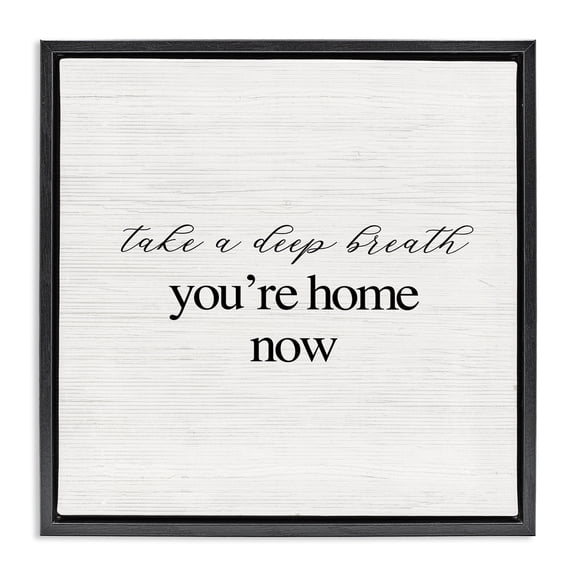 Stupell Industries Shabby Chic Breathe You're Home Now Black Floating Frame Canvas Art, 18 x 18, by Lil' Rue
