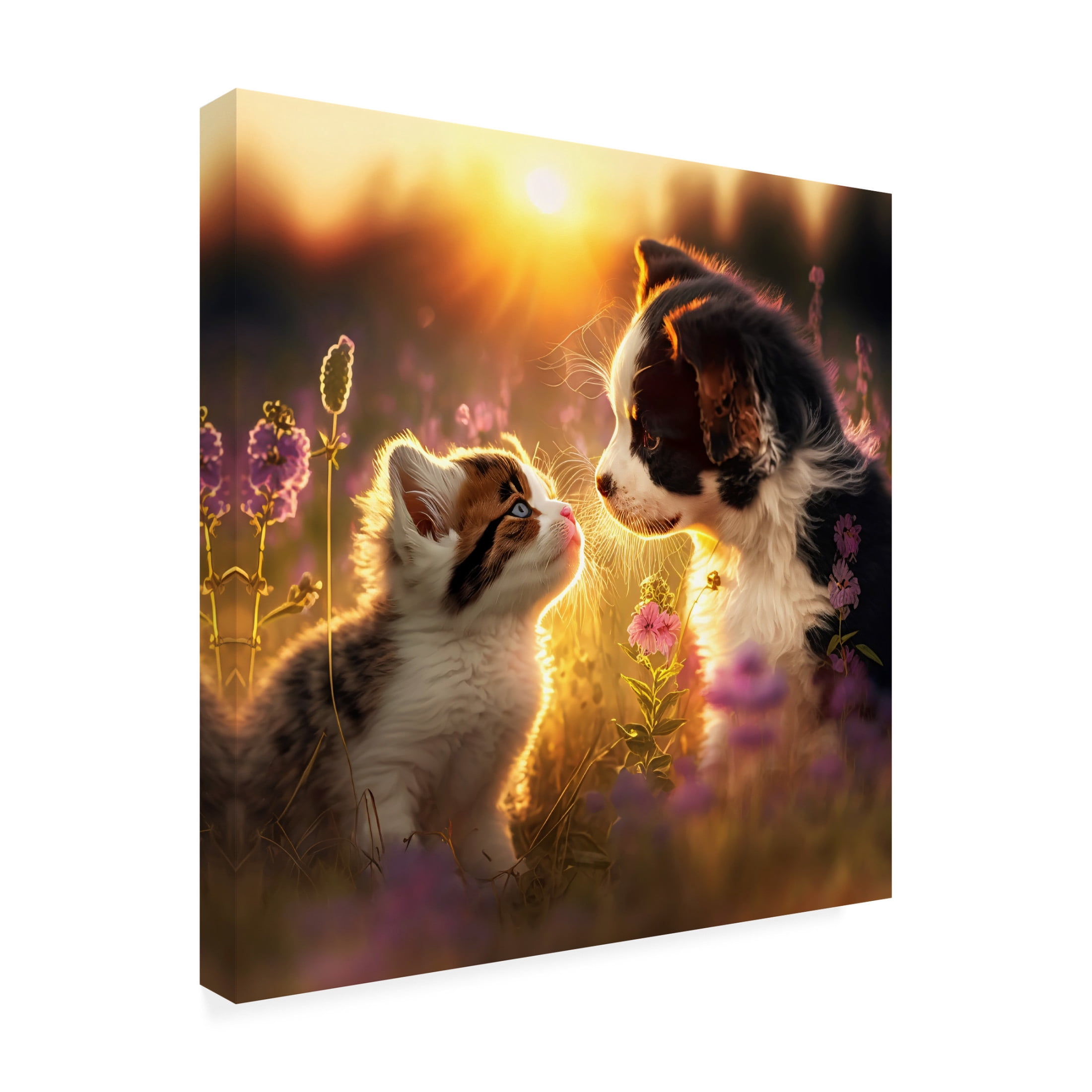 Canvas Wall Art - Ray Heere 'Cats And Dogs 29' Wall Art for Living Room, Bedroom, or Office Décor by Trademark Fine Art - 18 x 18 Inches