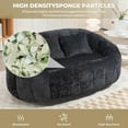 57In Loveseat Bean Bag Sofa, Modern Chenille Pouf Sofa with 2 Pillows