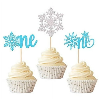 Rsstarxi 1 Pack Snowflake 1st Birthday Cake Toppe Glitter First Birthday  Snowflake One Cake Pick for Winter Onederland Snowflake Theme Baby Shower  1st