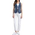 thumbnail image 2 of INSPIRE CHIC Women's Denim Vest V Neck Sleeveless Button Down Jean Waistcoat Casual Jacket XS Pale Blue, 2 of 6