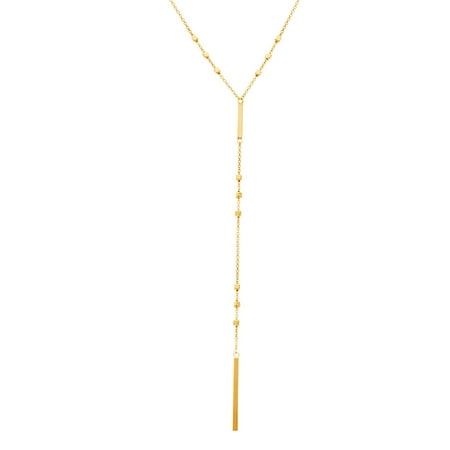 Lesa Michele Station Bead and Dangling Bar Necklace in Gold over Sterling Silver