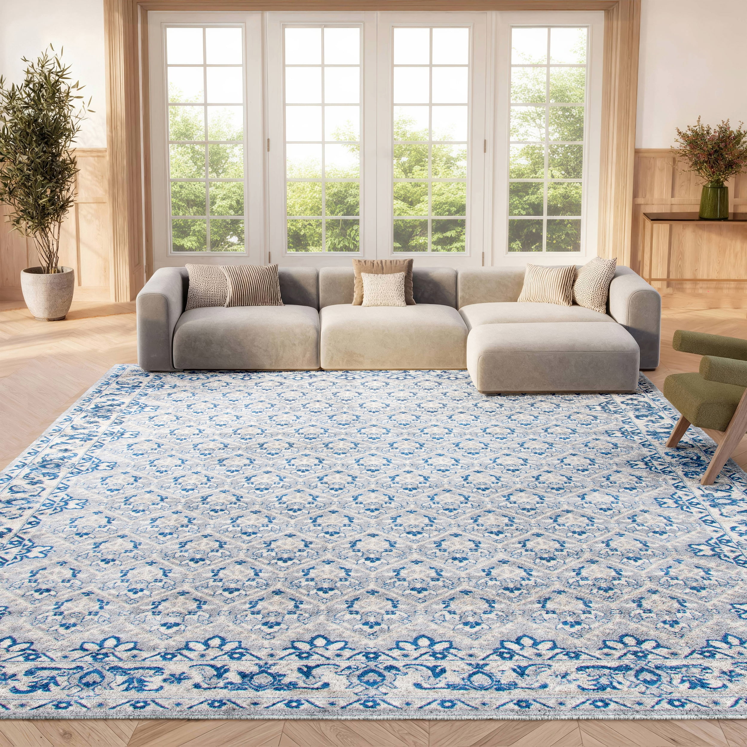 SAFAVIEH Brentwood Pompeii Geometric Area Rug, Gray/Blue, 6' x 9'