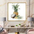thumbnail image 2 of Designart 'Pineapple With Plumeria Coconut and Palm Leaves' Traditional Framed Canvas Wall Art Print, 2 of 5