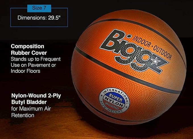 Biggz (6 Pack) Official Size 7 Premium Rubber Basketballs - Bulk Wholesale with Pump
