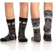 Men'swinter Thermal Fleece Lining Knit Slipper Socks Skid Fuzzywarm Indoor Home Socks 2 Pairs