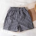 thumbnail image 4 of Miluxas Girls Plaid Shorts Kids Gingham Elastic Waist Wide Leg Short Pants Black 6-7 Years(6-7 Years), 4 of 9