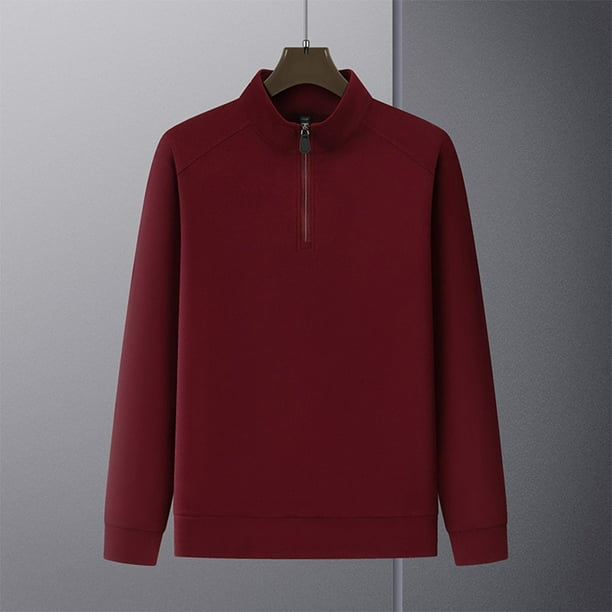 pstuiky camisa de manga larga para hombre, Blusa/camisa informal y moderna de color liso con cuello alto, manga larga y bolsillo con cremallera para hombre top de hombre xxxxl