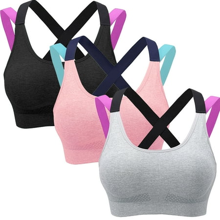 

Elbourn Women s Sports Sports Bra No Side Effects Medium Support Yoga Bra with Removable CupsPack of 3