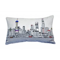 24" White Shanghai Daylight Skyline Lumbar Decorative Pillow