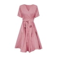 thumbnail image 3 of Vestido Vestido casual con cuello en V para mujer Algodón Lino Elegante Línea A Vestidos de playa (Rosa XL) Ygjytge Rosa T XL para Mujer, 3 of 9