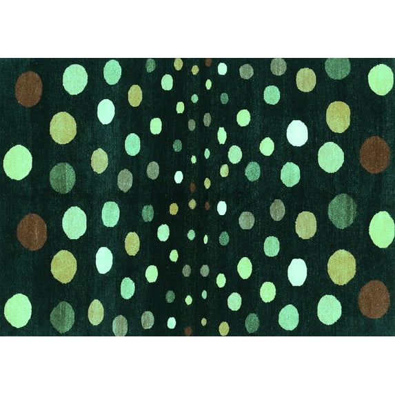 Ahgly Company Machine Washable Indoor Rectangle Abstract Turquoise Blue Contemporary Area Rugs, 7' x 10'