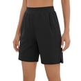 thumbnail image 5 of Hueook Bermuda Shorts Golf Dress Shorts Women's Solid Color Elastic Comfortable Fitness Pants Yoga Pants Work Pants Casual Shorts with Pockets Black 3X, 5 of 9