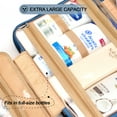 thumbnail image 6 of Travel Hanging Toiletry Bag for Women, Extra Large Makeup Bag, Holds Full-Size Shampoo, with Jewelry Organizer Compartment, Waterproof Cosmetic Bag, Toiletries Kit Set with Trolley Belt, Navy Blue, 6 of 15