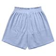 thumbnail image 6 of Linen Shorts for Women Summer Casual Lightweight Elastic High Waist Wide Leg Loose Beach Shorts with Pockets, 6 of 6