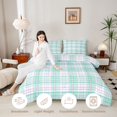 thumbnail image 3 of Manfei Vintage Grid Full Size Comforter Sets,Modern Check Art Bedding Comforter Set,Green White,Light Gray Reversible,3-Piece,1 Comforter and 2 Pillowcases,3-Piece,1 Comforter and 2 Pillowcases, 3 of 7