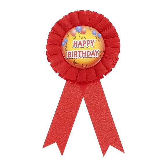 Uxcell Birthday Ribbon, Award Ribbon Brooch Birthday Pin Tinplate Badge Button Pin for Party Decorations Celebration Accessory, Red