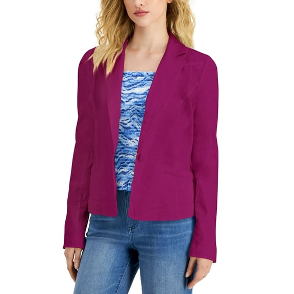 INC International Concepts Womens Puff Sleeve Jacket Cranberry Rose 2XL