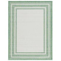 SAFAVIEH Courtyard Ercan Bordered Indoor/Outdoor Area Rug, Ivory/Green, 4' x 5'7"