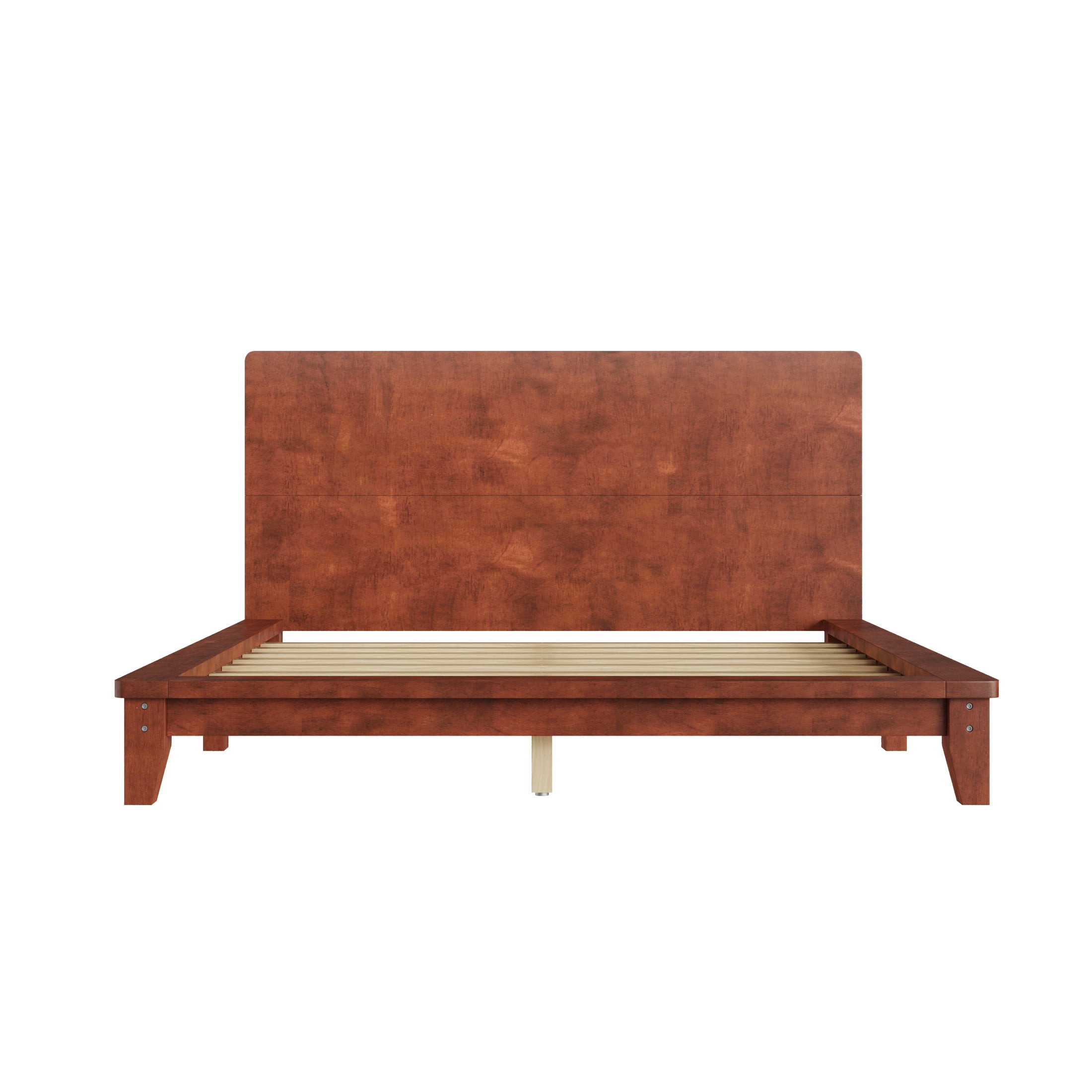 Noble House Hazel Queen Size Pine Wood Platform Bed Frame with Legs and Headboard, Mid-Century Modern Design, Brown