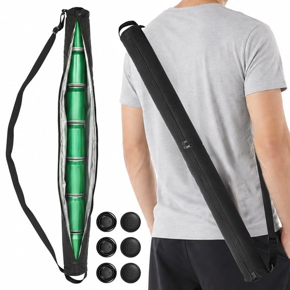 Golf Cooler Beer Sleeve with 6 Ice Puck and Adjustable Shoulder Strap Keep Canned Beer Cold in Your Golf Bag Ideal Present for Men