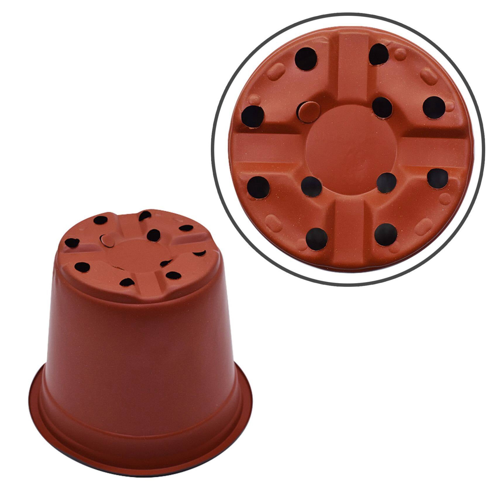 100Pcs Nursery Seedlings Pots, 5.5" x 5" Plastic Planting Flowerpots Gardening Pot Cups Seed Starting Flower Containers for Succulents, Brick Red